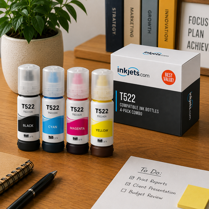 Epson T522 Compatible Standard Yield Ink Bottle 4-Pack Combo