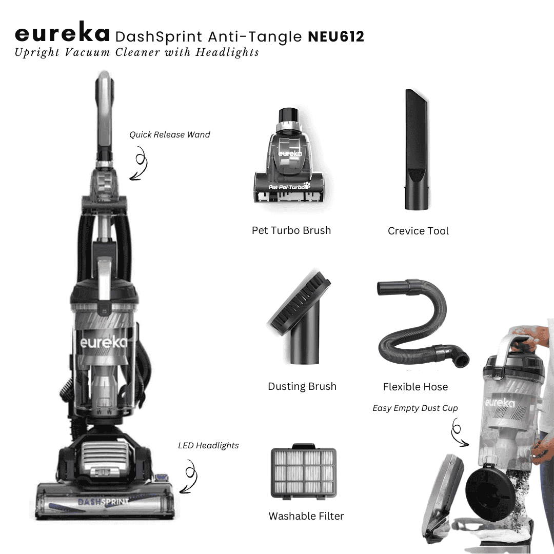 Eureka DashSprint Anti-Tangle Upright Vacuum Cleaner with Headlights (NEU612)