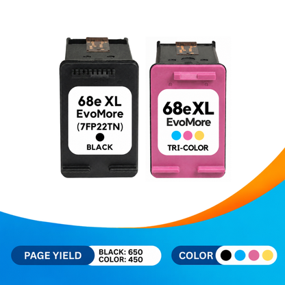 HP 68e EvoMore Remanufactured High Yield Ink Cartridge 2-Pack Combo