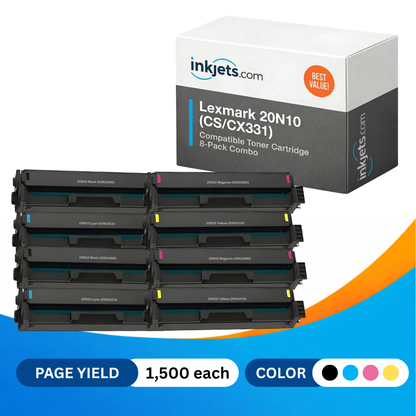 Lexmark 20N10 (CS/CX331) Compatible Standard Yield Toner Cartridge 8-Pack Combo