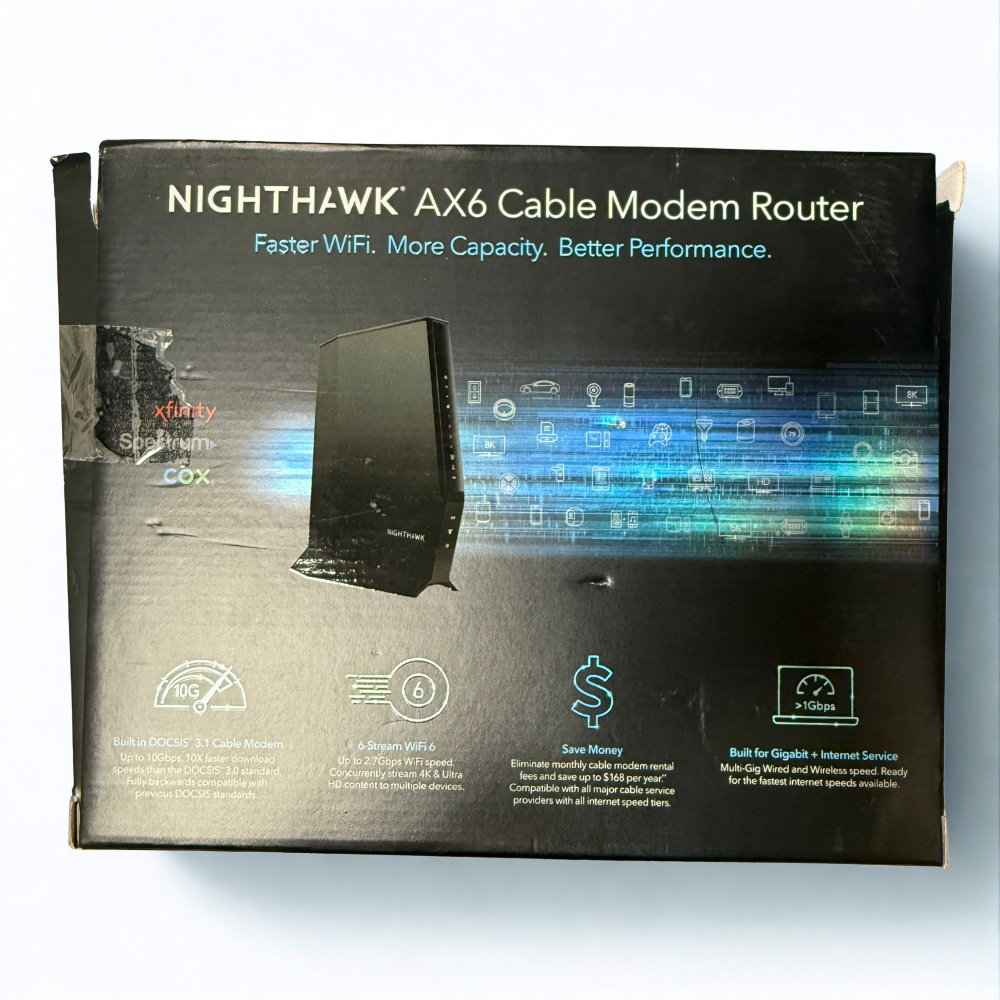 NETGEAR Nighthawk AX6 AX2700 WiFi 6 DOCSIS 3.1 Cable Modem Router (CAX30S)