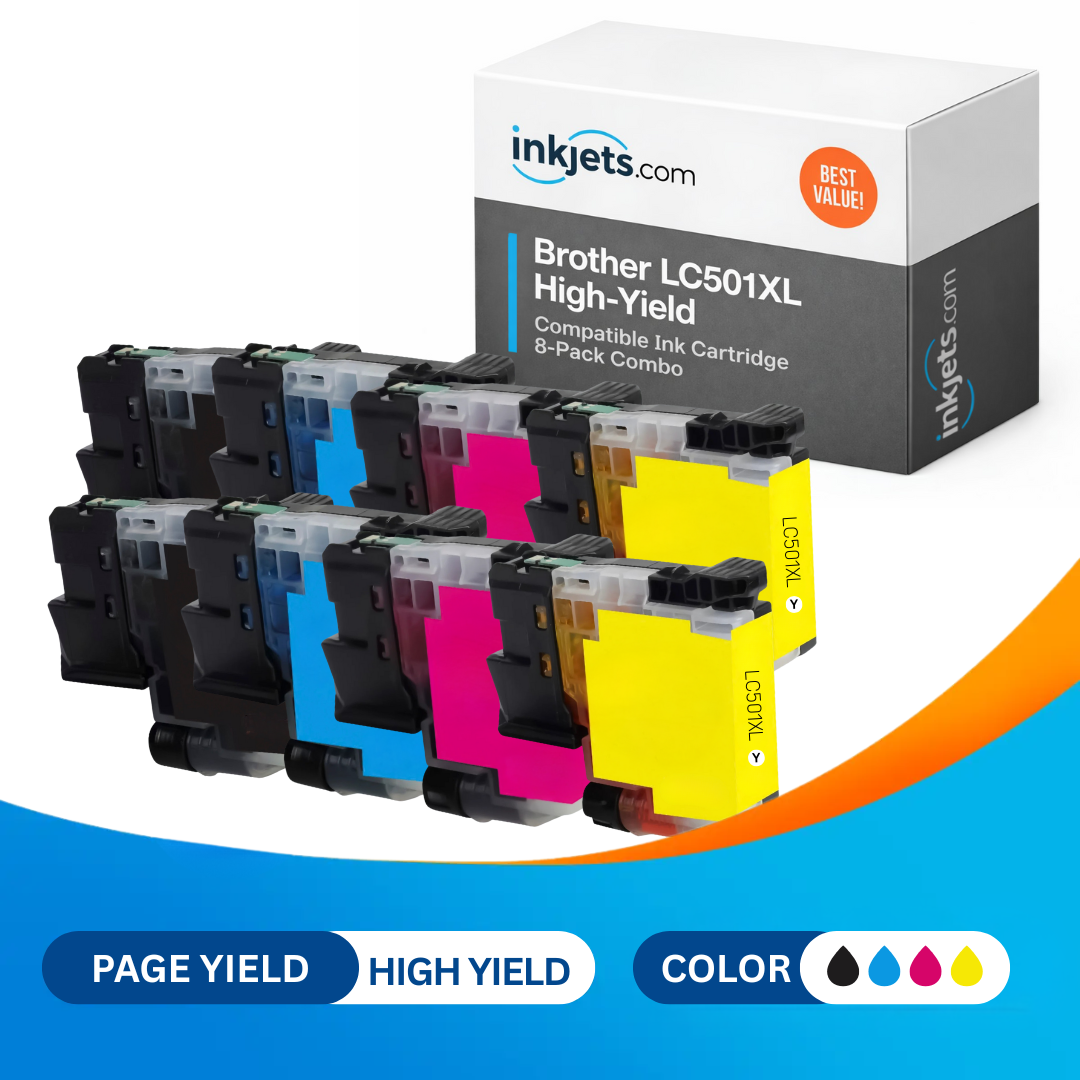 Brother LC501XL High Yield Compatible Ink Cartridge 8-Pack Combo