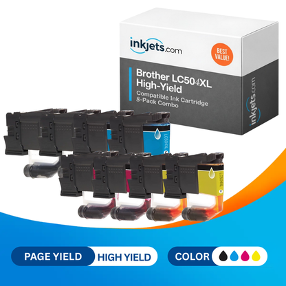 Brother LC504XL High Yield Compatible Ink Cartridge 8-Pack Combo