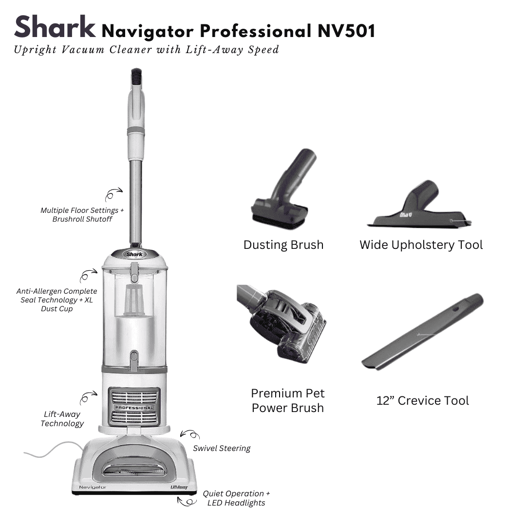 Shark Navigator Professional Upright Vacuum Cleaner with Lift-Away Technology (NV501)