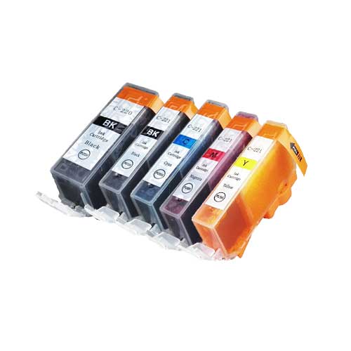 Canon PGI-220 & CLI-221 Compatible Ink Cartridge 5-Pack Combo