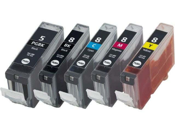 5 Cartucce Originali Canon PGI-5 Nero + CLI-8 Ciano, Magenta, Giallo, Nero – Aperte Ma Sigillate