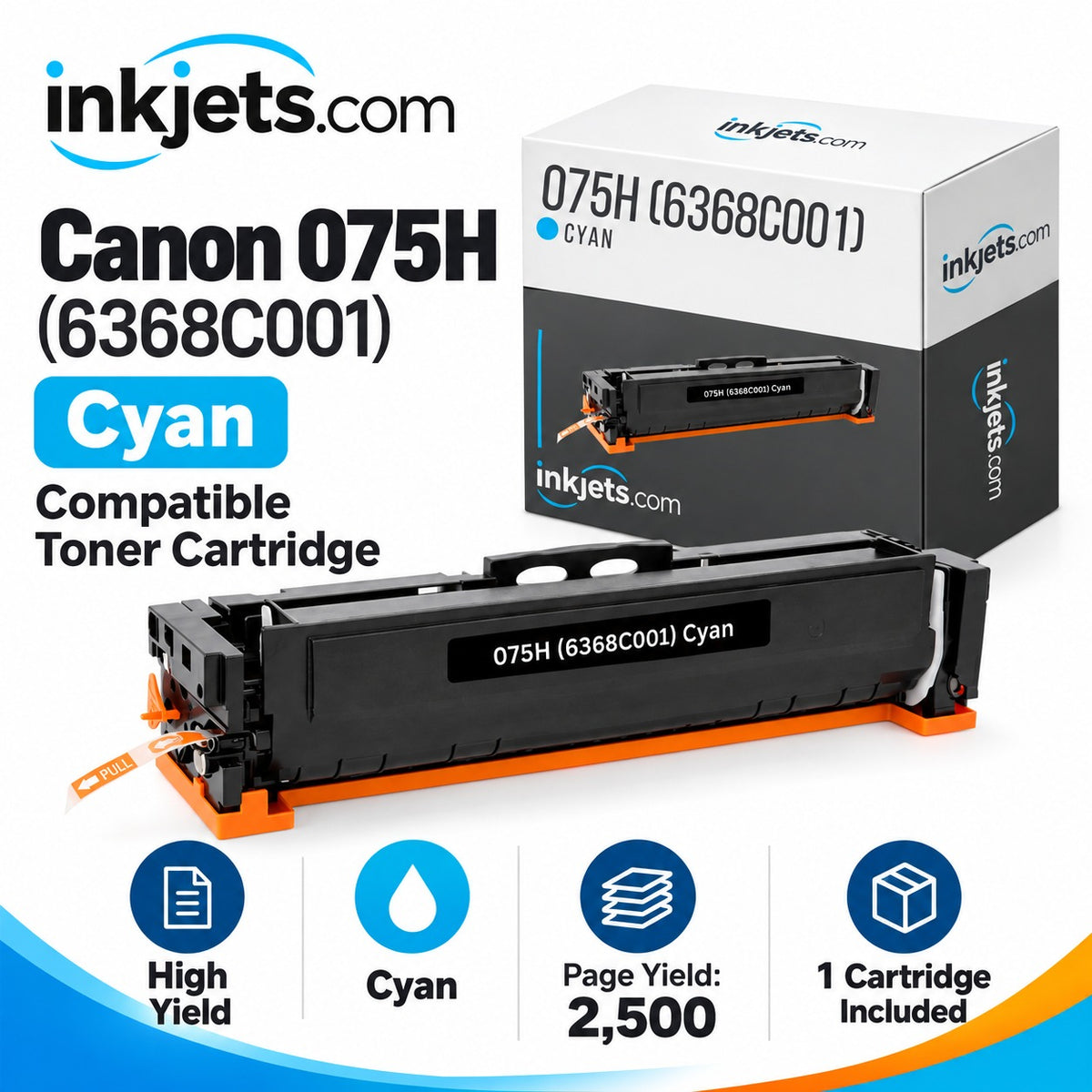 Canon 075H (6368C001) Cyan High-Yield Compatible Toner Cartridge