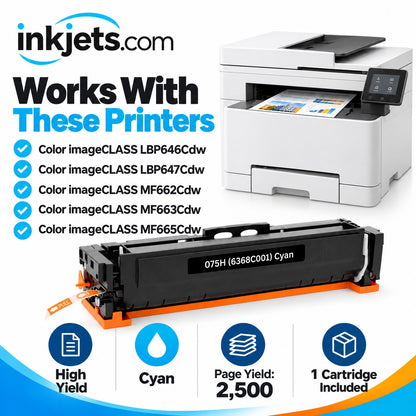 Canon 075H (6368C001) Cyan High-Yield Compatible Toner Cartridge