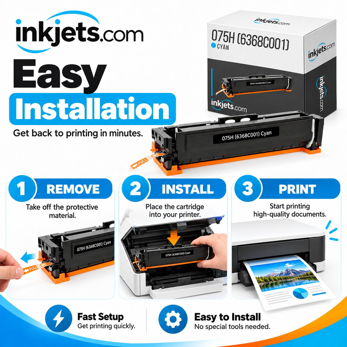 Canon 075H (6368C001) Cyan High-Yield Compatible Toner Cartridge