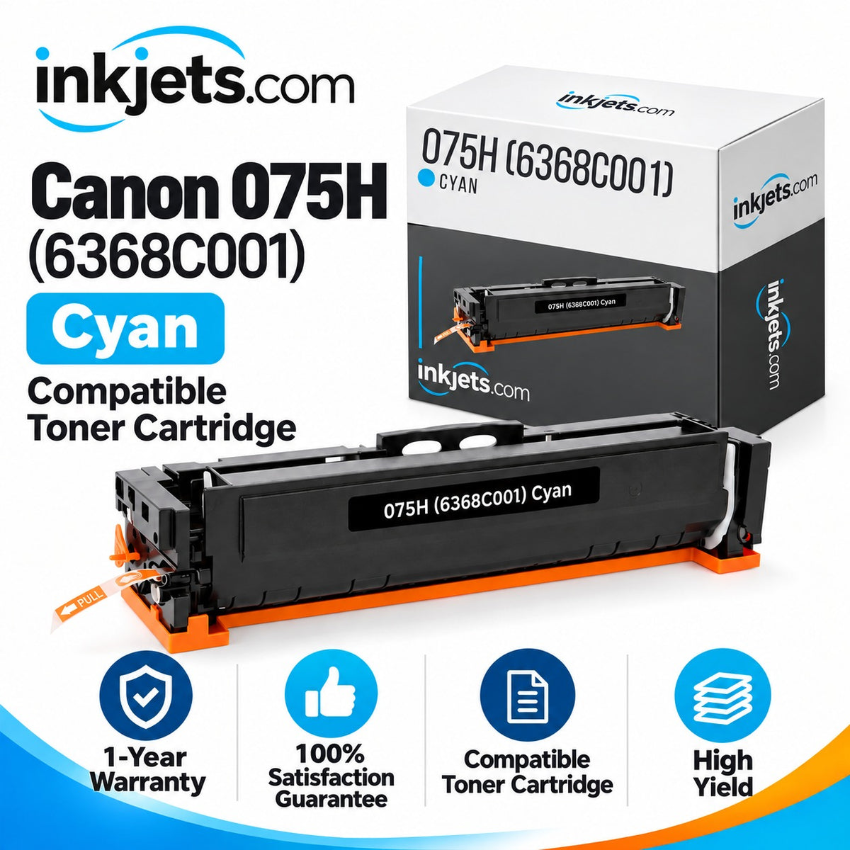 Canon 075H (6368C001) Cyan High-Yield Compatible Toner Cartridge