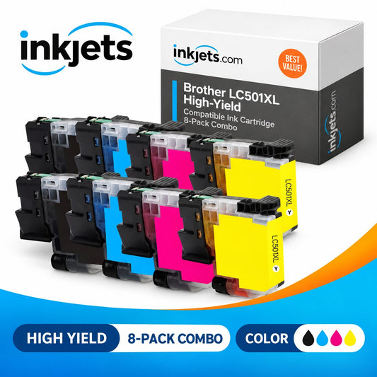 Brother LC501XL High Yield Compatible Ink Cartridge 8-Pack Combo