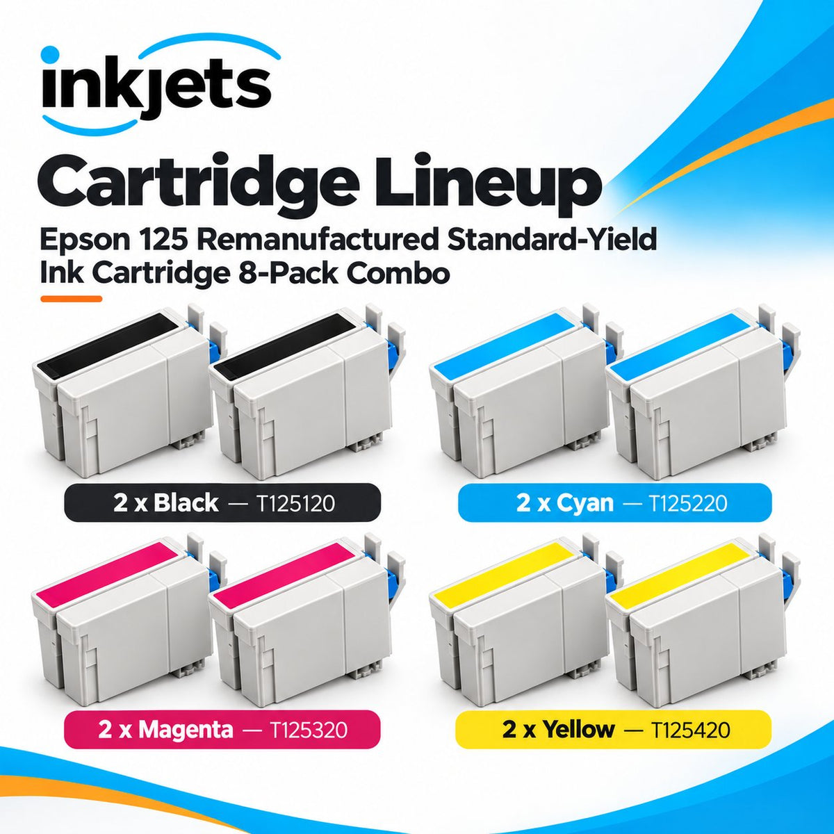 Epson 125 Remanufactured Standard-Yield Ink Cartridge 8-Pack Combo