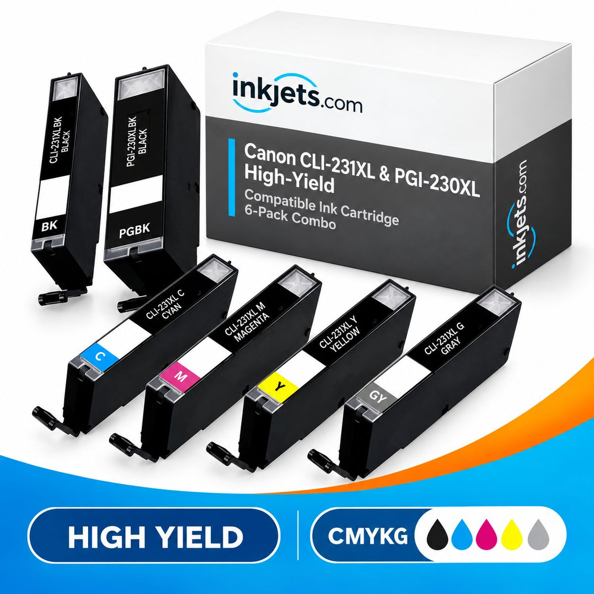 Canon CLI-231XL & PGI-230XL High-Yield Compatible Ink Cartridge 6-Pack Combo