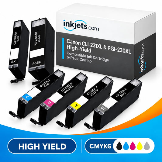 Canon CLI-231XL & PGI-230XL High-Yield Compatible Ink Cartridge 6-Pack Combo
