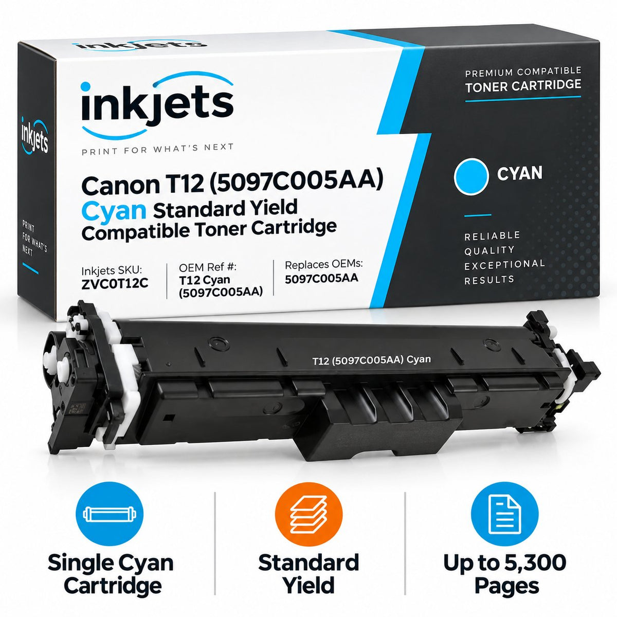 Canon T12 (5097C005AA) Cyan Standard Yield Compatible Toner Cartridge