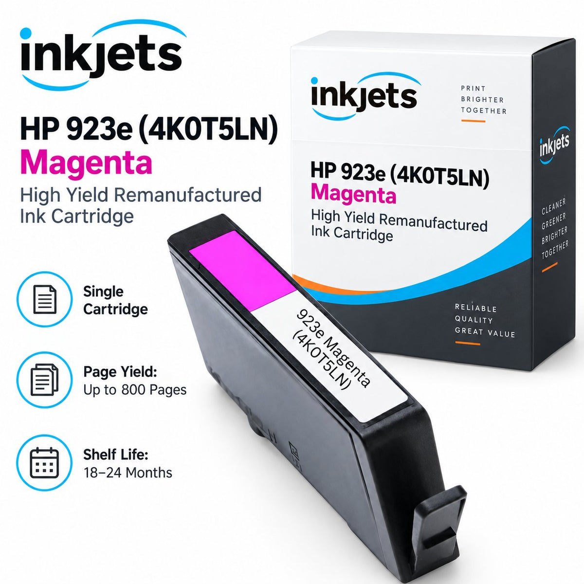 HP 923e (4K0T5LN) Magenta High Yield Remanufactured Ink Cartridge