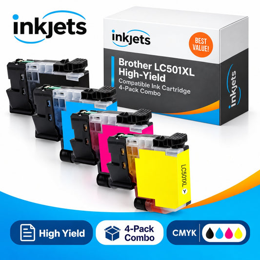 Brother LC501XL High Yield Compatible Ink Cartridge 4-Pack Combo