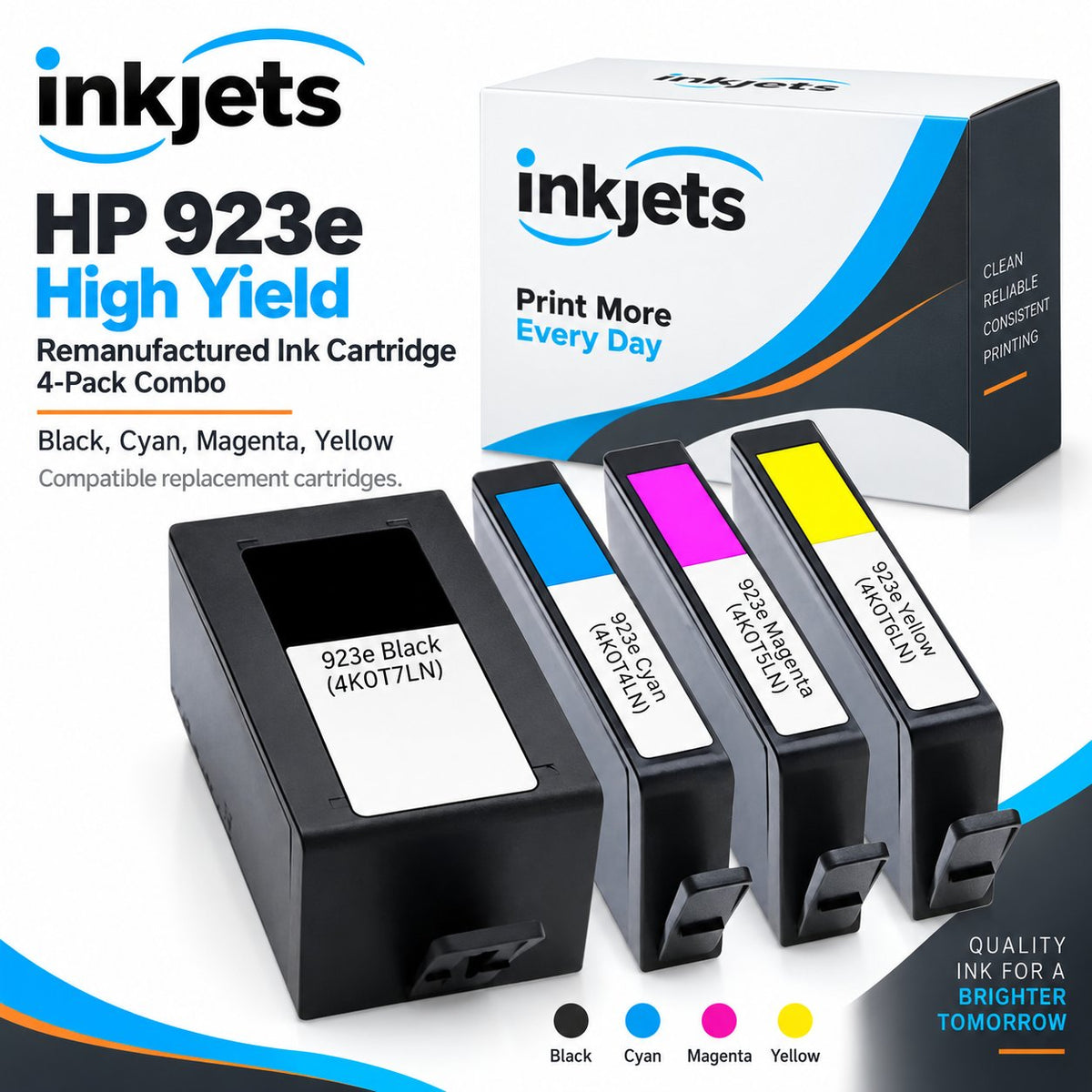 HP 923e High Yield Remanufactured Ink Cartridge 4-Pack Combo