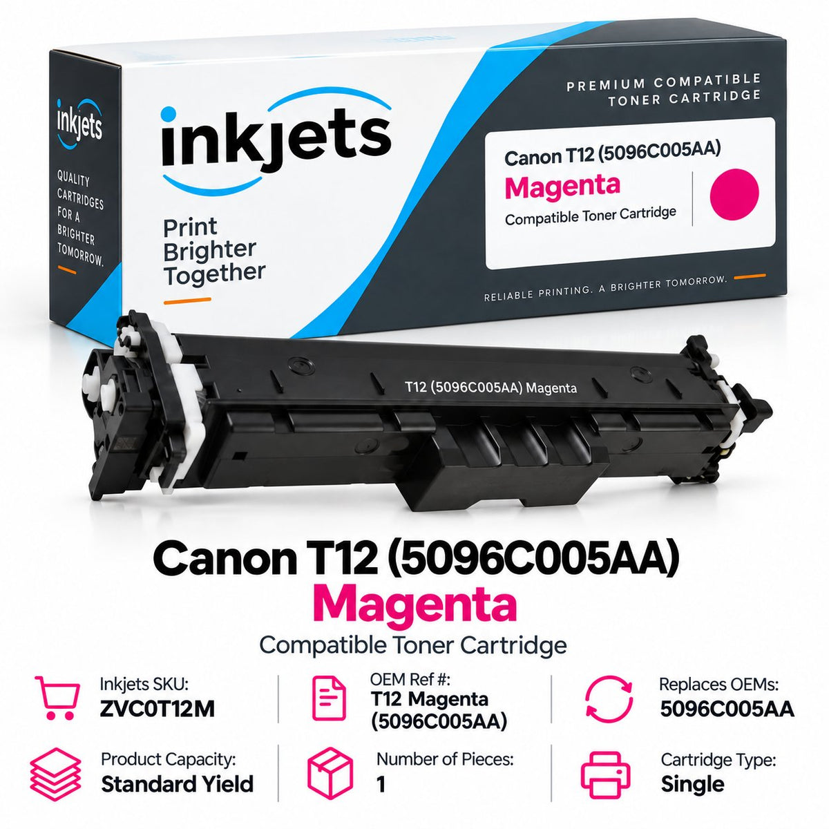Canon T12 (5096C005AA) Magenta Standard Yield Compatible Toner Cartridge