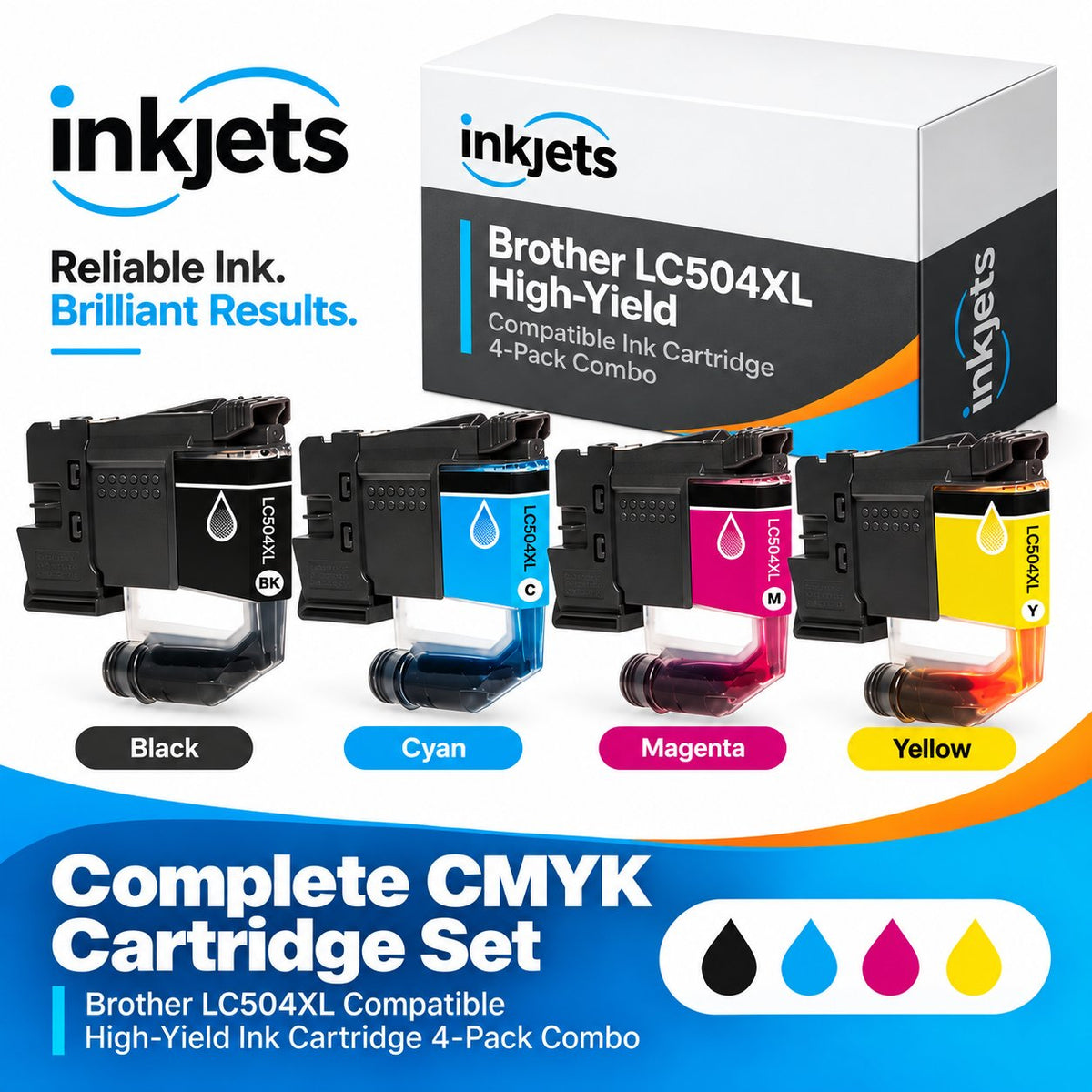 Brother LC504XL High Yield Compatible Ink Cartridge 4-Pack Combo