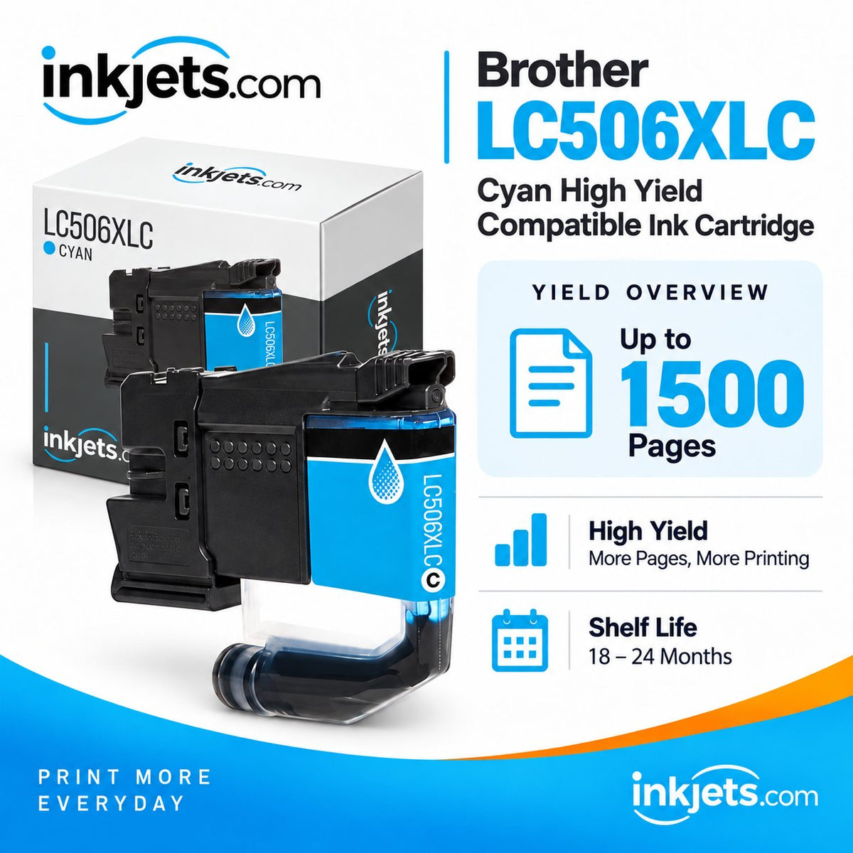 Brother LC506XLC Cyan High Yield Compatible Ink Cartridge