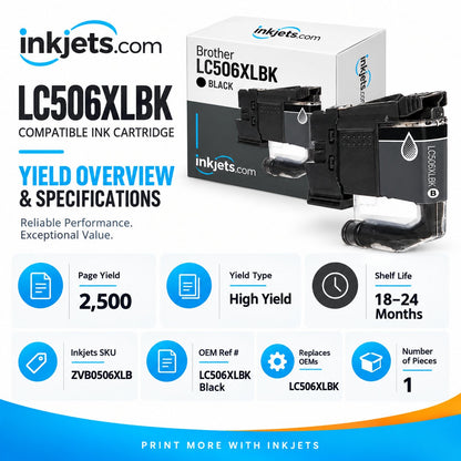 Brother LC506XLBK Black High Yield Compatible Ink Cartridge