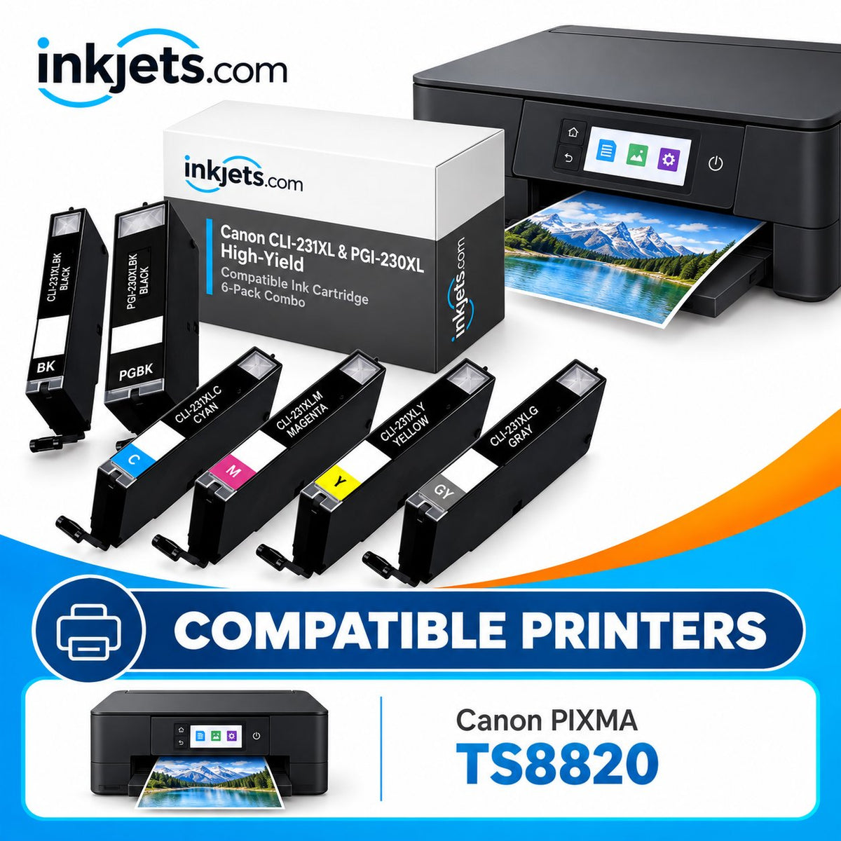 Canon CLI-231XL & PGI-230XL High-Yield Compatible Ink Cartridge 6-Pack Combo