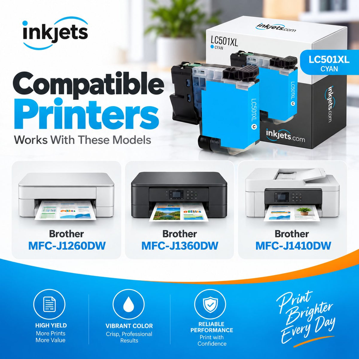 Brother LC501XLC Cyan High Yield Compatible Ink Cartridge