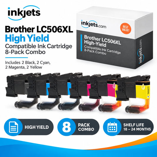 Brother LC506XL High Yield Compatible Ink Cartridge 8-Pack Combo