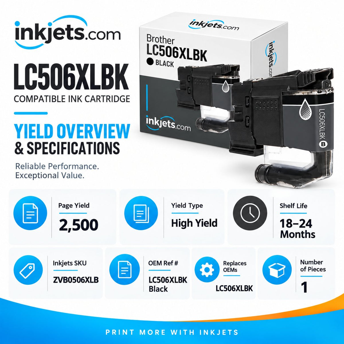 Brother LC506XLBK Black High Yield Compatible Ink Cartridge