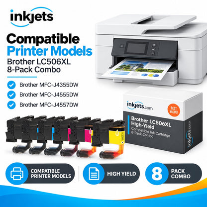 Brother LC506XL High Yield Compatible Ink Cartridge 8-Pack Combo