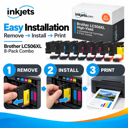Brother LC506XL High Yield Compatible Ink Cartridge 8-Pack Combo