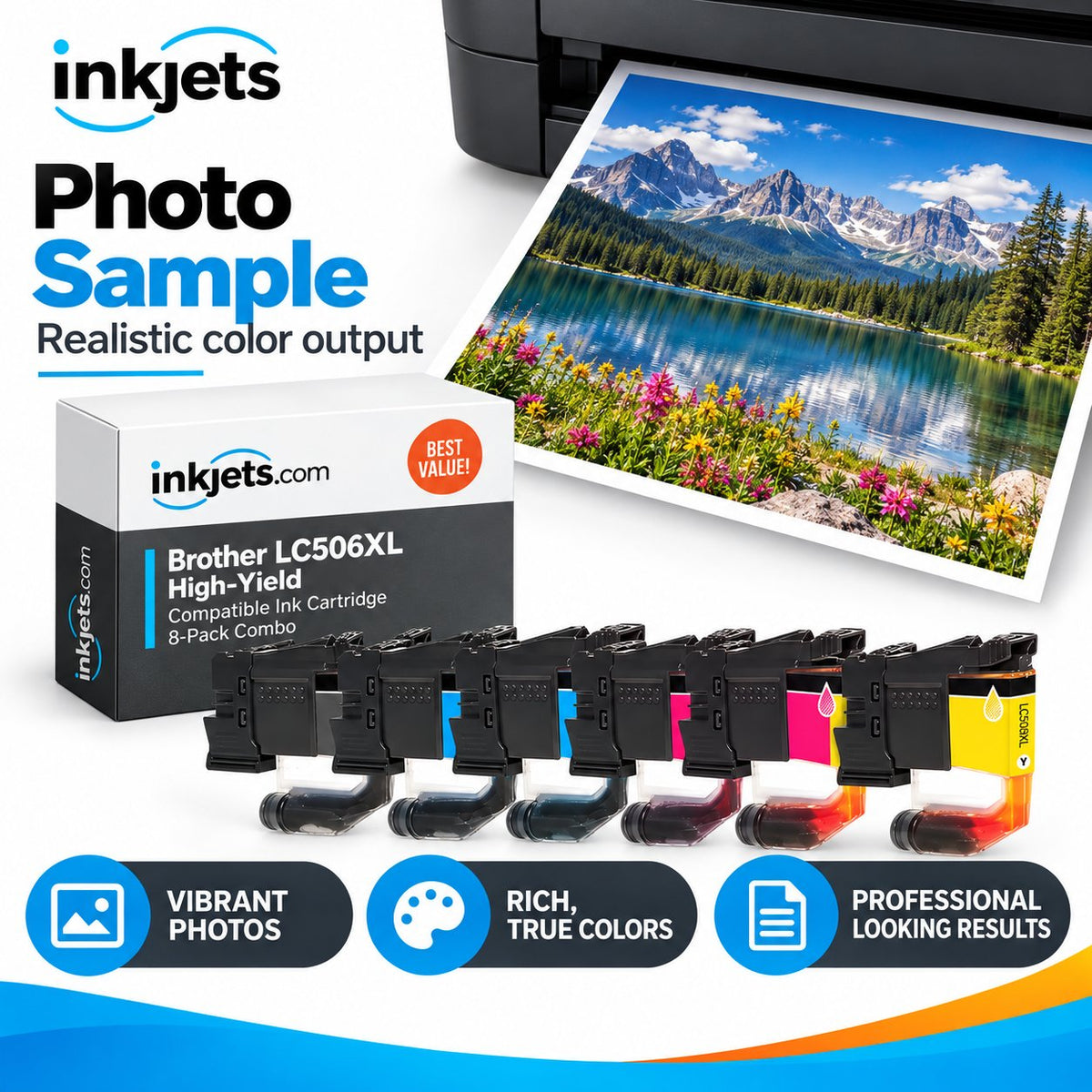 Brother LC506XL High Yield Compatible Ink Cartridge 8-Pack Combo