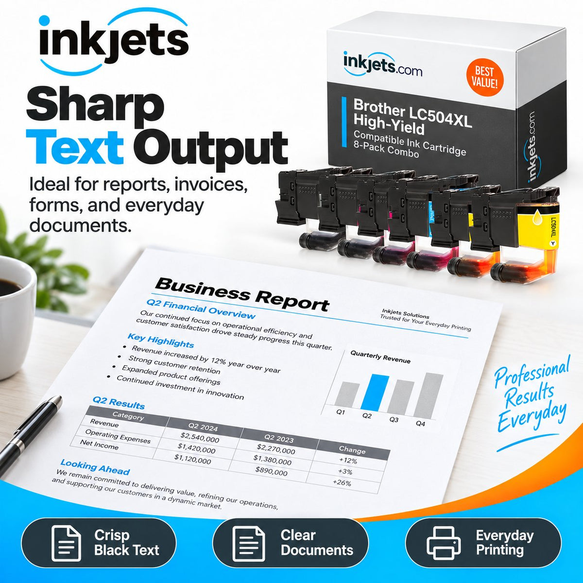 Brother LC504XL High Yield Compatible Ink Cartridge 8-Pack Combo