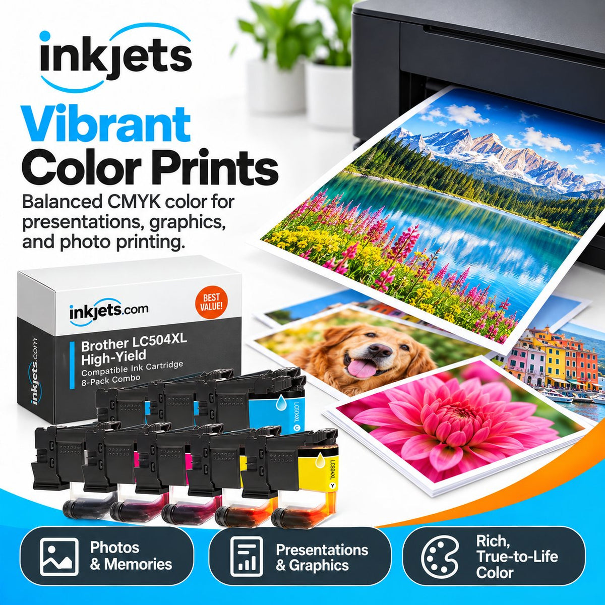 Brother LC504XL High Yield Compatible Ink Cartridge 8-Pack Combo