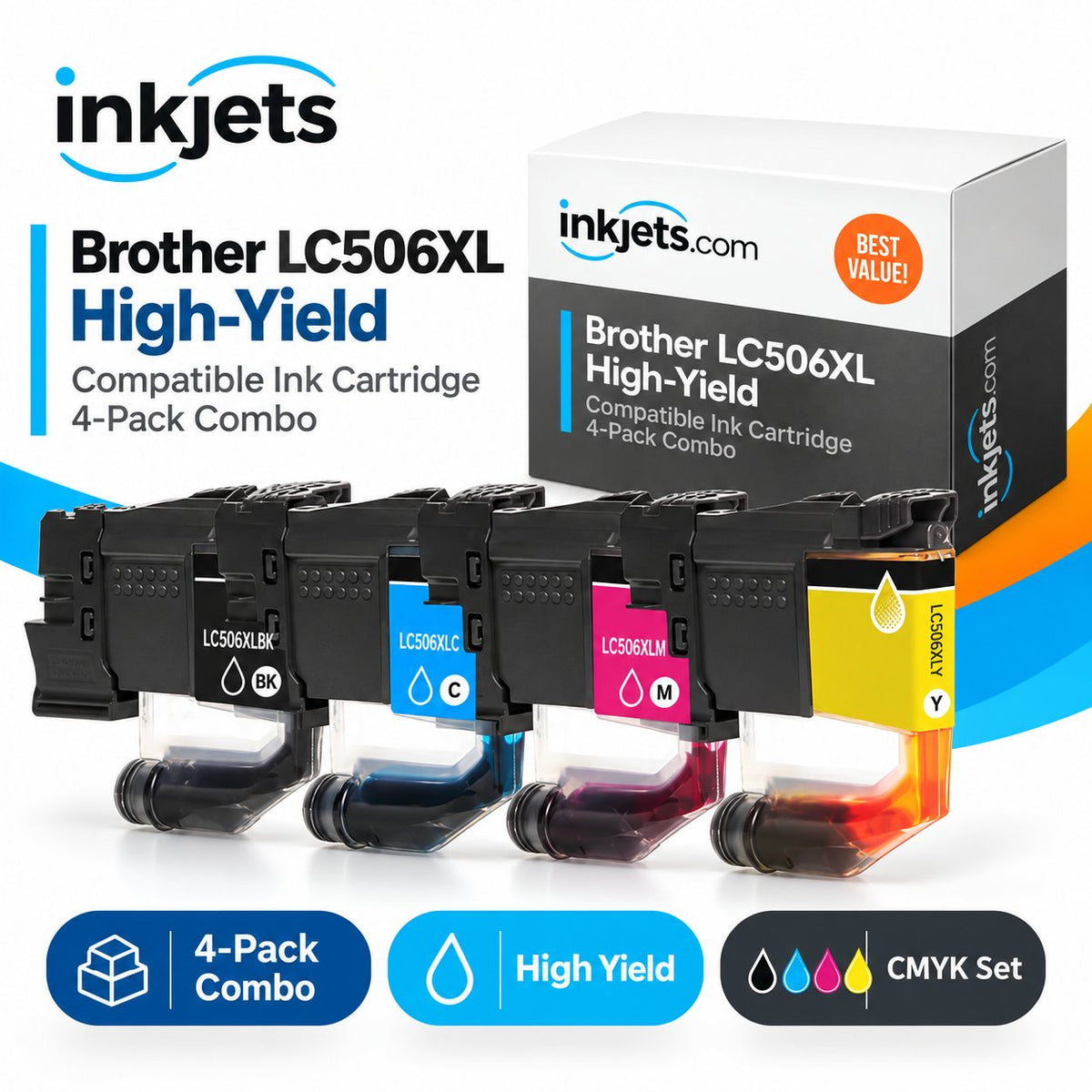 Brother LC506XL High Yield Compatible Ink Cartridge 4-Pack Combo