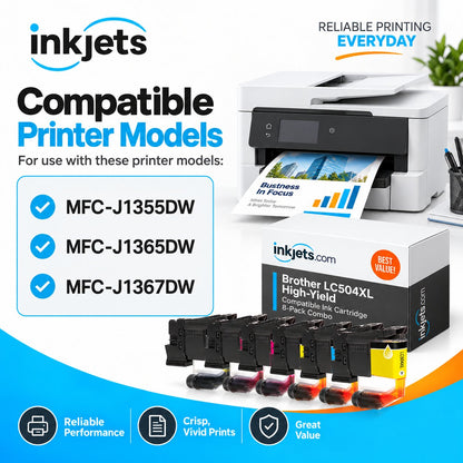 Brother LC504XL High Yield Compatible Ink Cartridge 8-Pack Combo