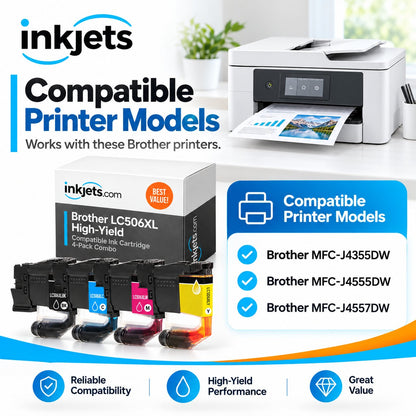 Brother LC506XL High Yield Compatible Ink Cartridge 4-Pack Combo