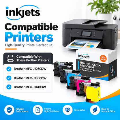 Brother LC501XL High Yield Compatible Ink Cartridge 4-Pack Combo