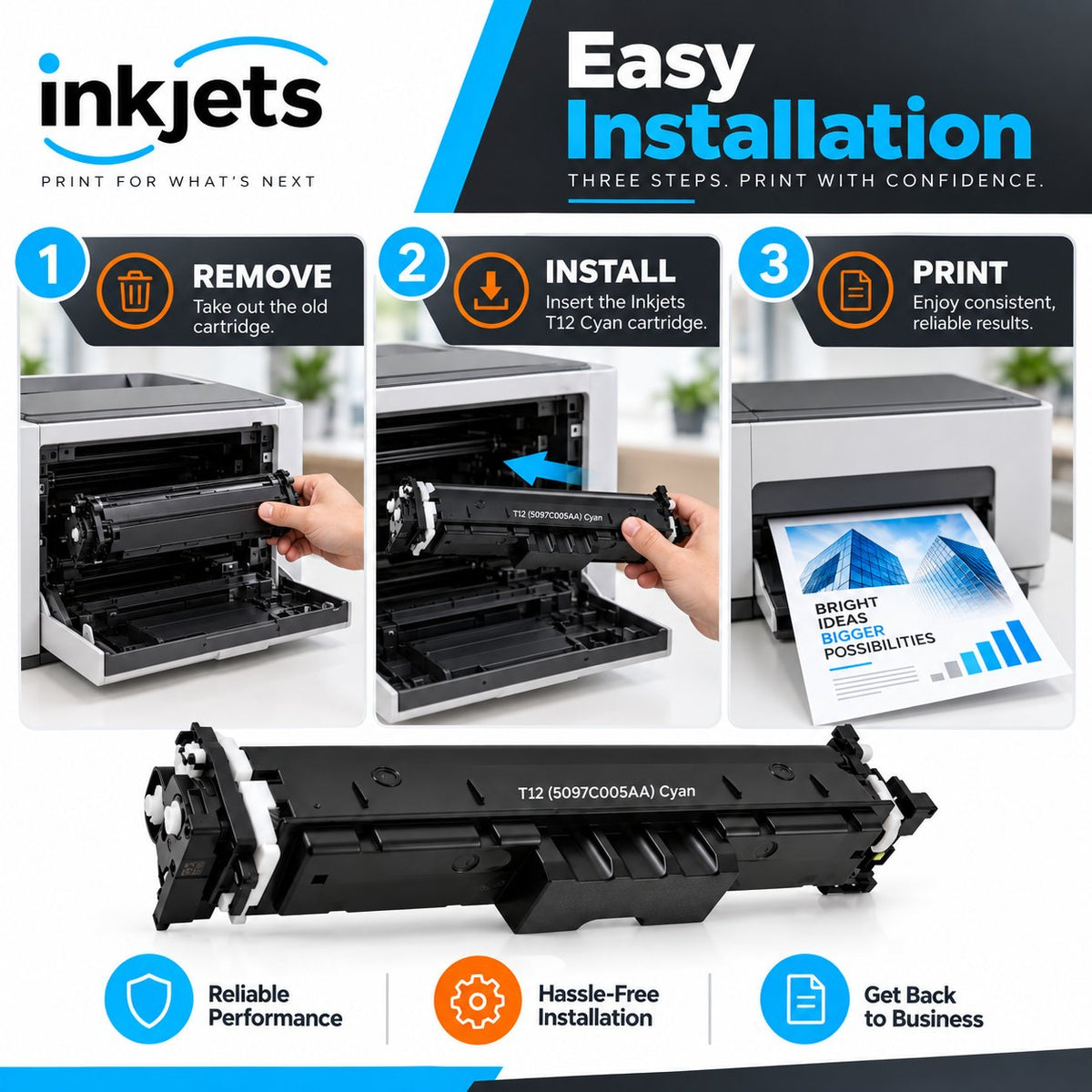 Canon T12 (5097C005AA) Cyan Standard Yield Compatible Toner Cartridge