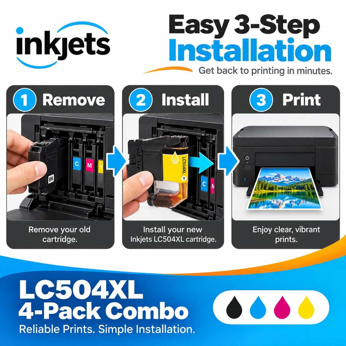 Brother LC504XL High Yield Compatible Ink Cartridge 4-Pack Combo