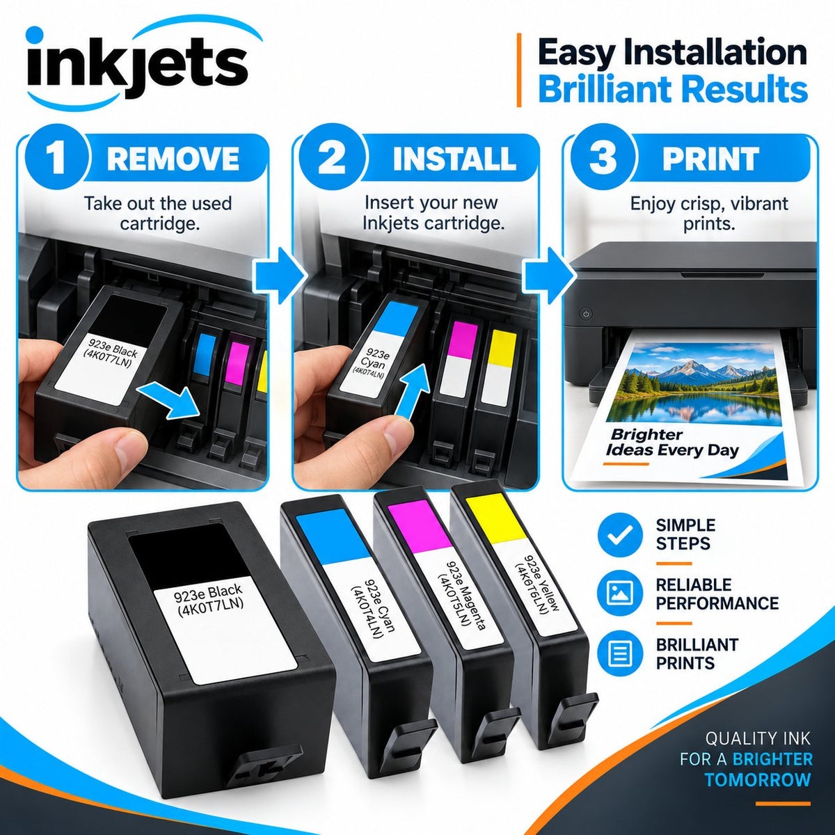 HP 923e High Yield Remanufactured Ink Cartridge 4-Pack Combo
