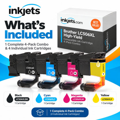 Brother LC506XL High Yield Compatible Ink Cartridge 4-Pack Combo