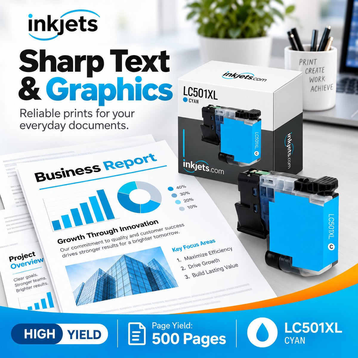 Brother LC501XLC Cyan High Yield Compatible Ink Cartridge