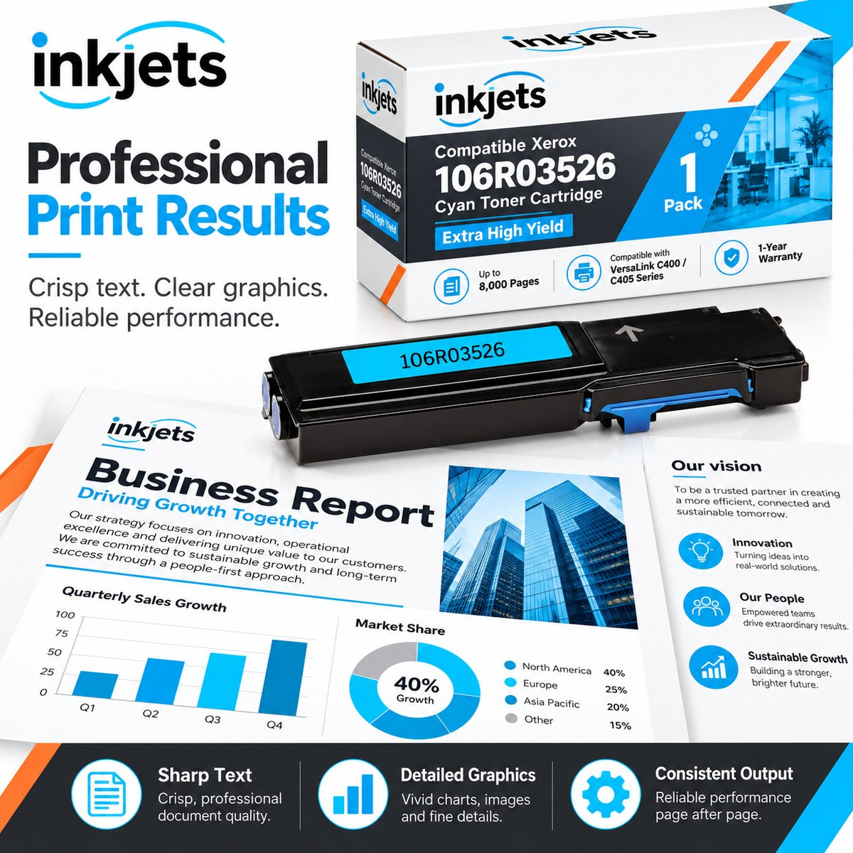 Xerox 106R03526 Cyan Extra High Yield Compatible Toner Cartridge