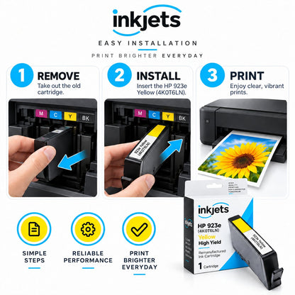 HP 923e (4K0T6LN) Yellow High Yield Remanufactured Ink Cartridge