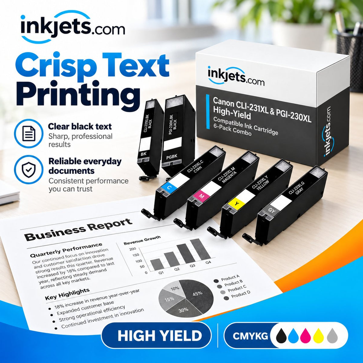Canon CLI-231XL & PGI-230XL High-Yield Compatible Ink Cartridge 6-Pack Combo
