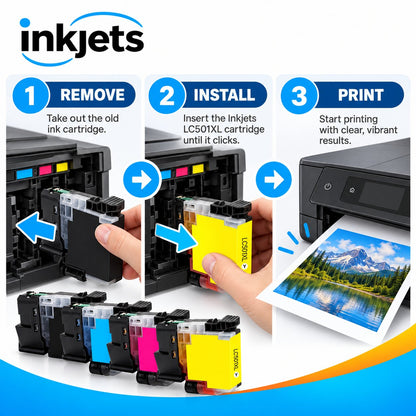 Brother LC501XL High Yield Compatible Ink Cartridge 4-Pack Combo