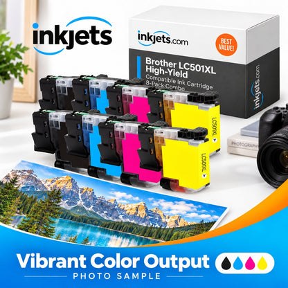 Brother LC501XL High Yield Compatible Ink Cartridge 8-Pack Combo