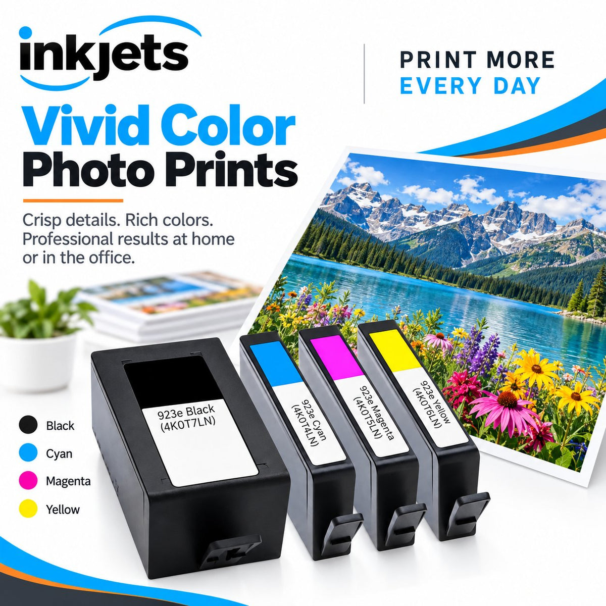 HP 923e High Yield Remanufactured Ink Cartridge 4-Pack Combo